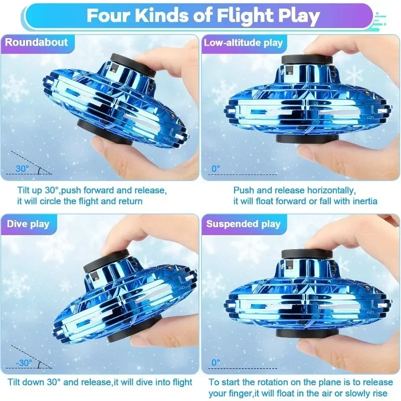 Latający mini dron Spinner, sterowany ręcznie latający dron Nowa mucha UFO Magic Flying Fidget Spinner ze światłami