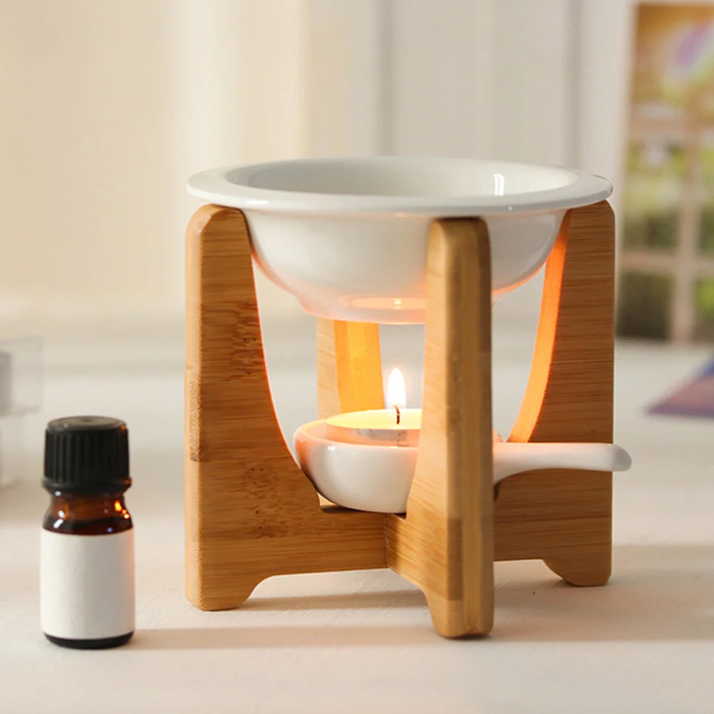 

1 Set Tealight Wax Warmer Fragrance Burner For Essential Oil Aroma Diffuser Incense Holder Ceramic Bamboo Furnace Home