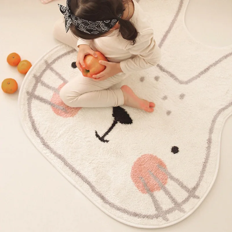 Cute Cartoon Rabbit Carpet for Children's Room Fluffy Comfortable Plush Crawling Game Mat Living Room Bedroom Irregular Area Rug