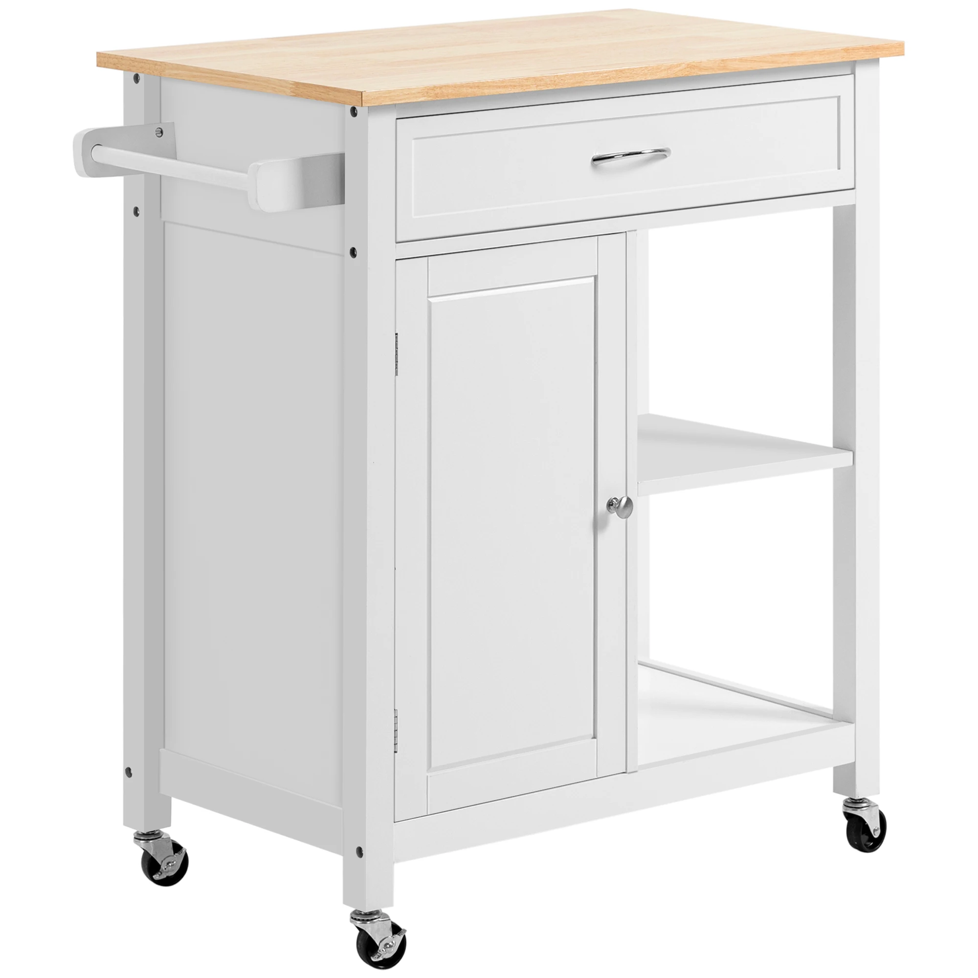 Kitchen Queen - HOMCOM Meja Dapur Beroda, Meja Dapur