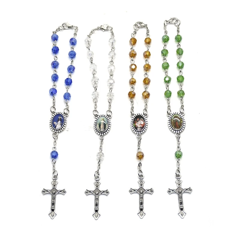 Fashion Design Rosary Bracelet Crystal Beads Bracelet Crucifix & Present H9ED