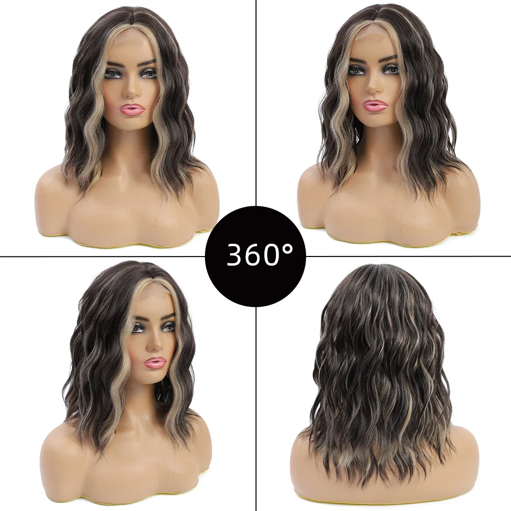 Synthetic Short Wigs For Women Middle Parting Small Area Lace Wavy Hair 2 Color  High Temperature Fiber  Cosplay/Daily/Party