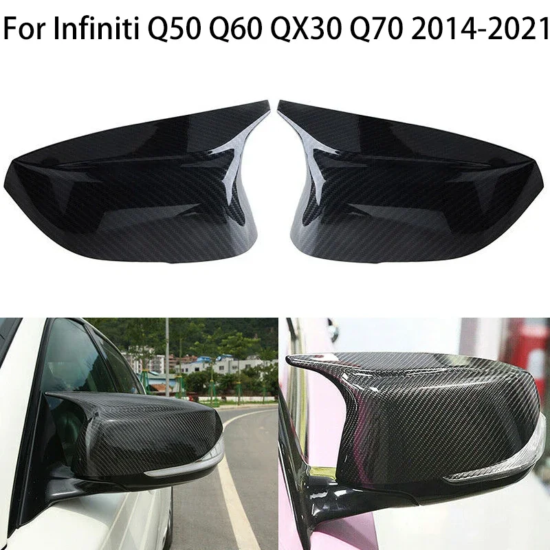 

Car Side Rearview Mirror Covers Cap For Infiniti Q50 Q60 QX30 Q70 All 2014-2021 Side Mirror Cover Trim Cap Shell Case