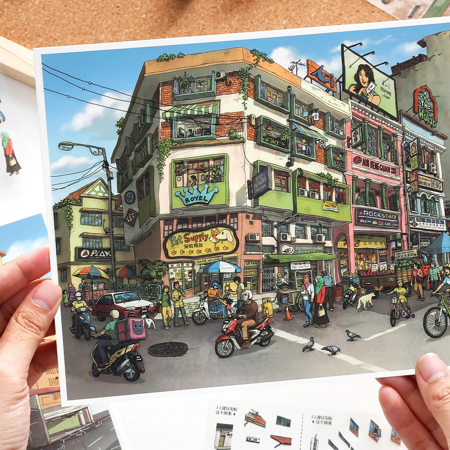 JIANQI 3D Street scenery Stickers to Relieve Stress Cartoon Scene DIY Toy Game Festival Birthday Gift for Kid Girl Child