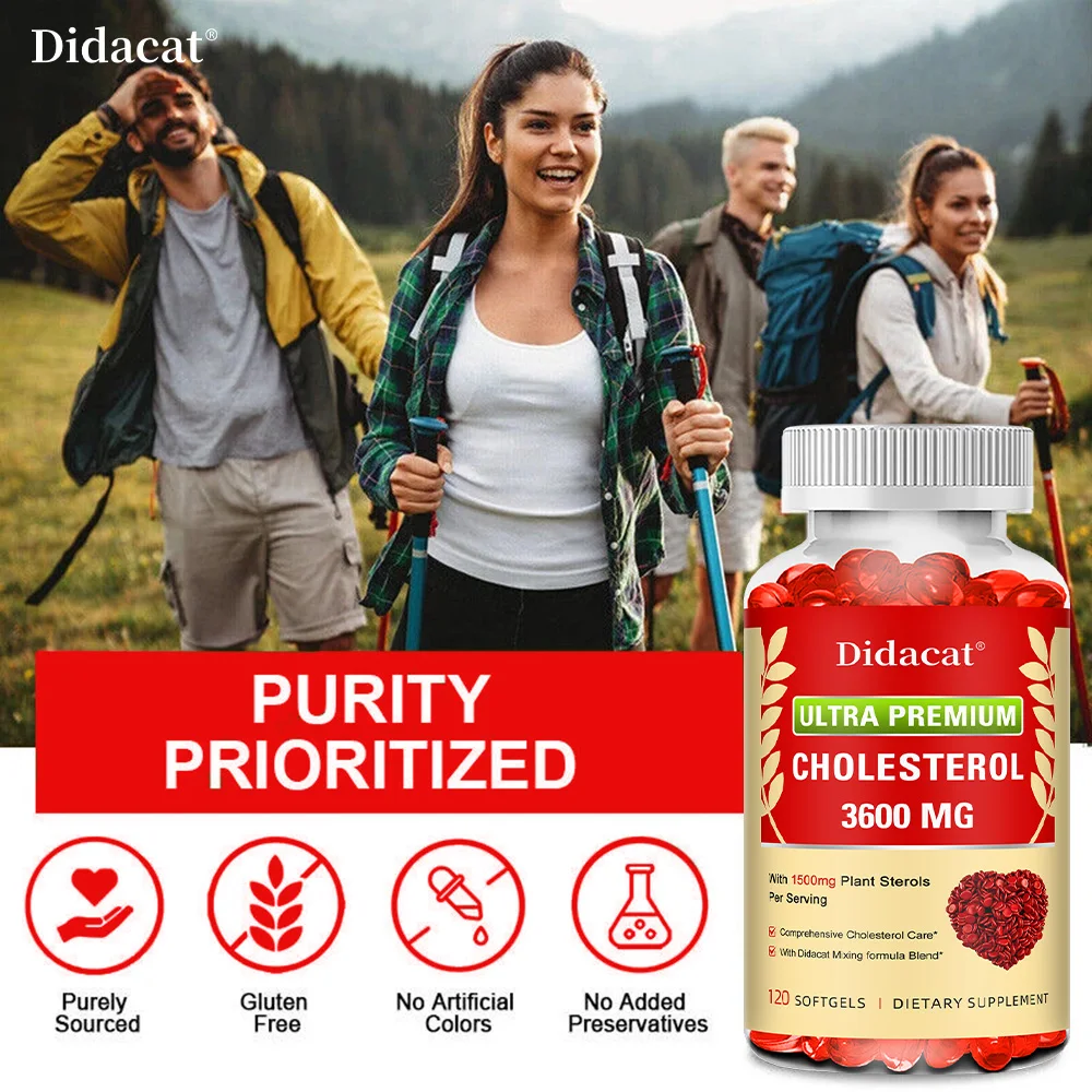 مكملات الكوليسترول مع أرز الخميرة الحمراء والأوميجا 3 والثوم، تركيبة امتصاص متقدمة لصحة القلب، 120 كبسولة هلامية