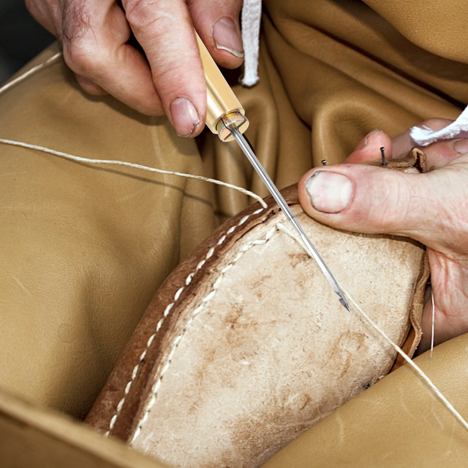 

1 set 1 Set Canvas Sewing Awl Needle Hand Stitch Tool Copper Handle For Shoe Repair Durable Punching Stitching Diy