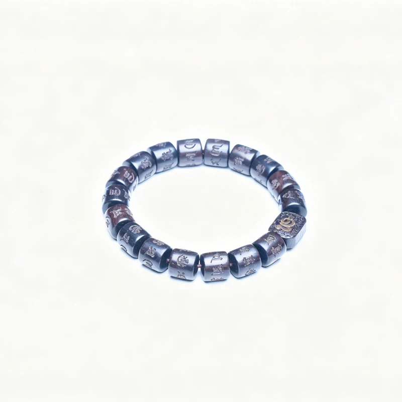 Natürliches Ebenholz Tibetisches Sechs-Wort-Mantra Tibetisches Buddhistisches Gebetsrad-Armband 12mmx12mm Universal – Detail 11