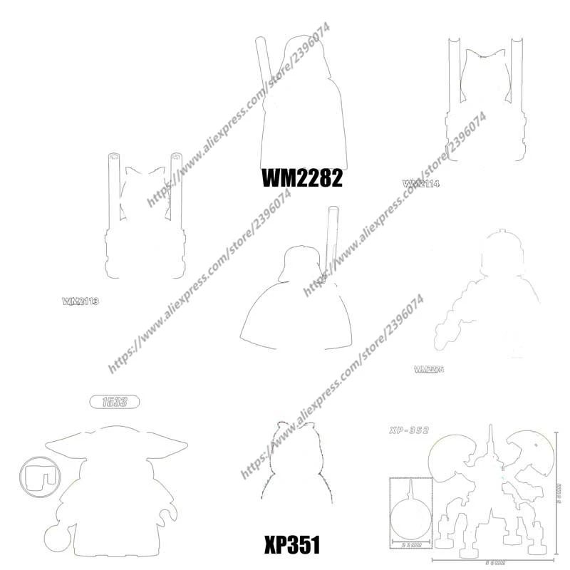 Figuras de acción WM, accesorios de películas, bloques de construcción, juguetes WM2213 WM2214 WM2276 WM2282 X102 XH1533 XP351 XP352