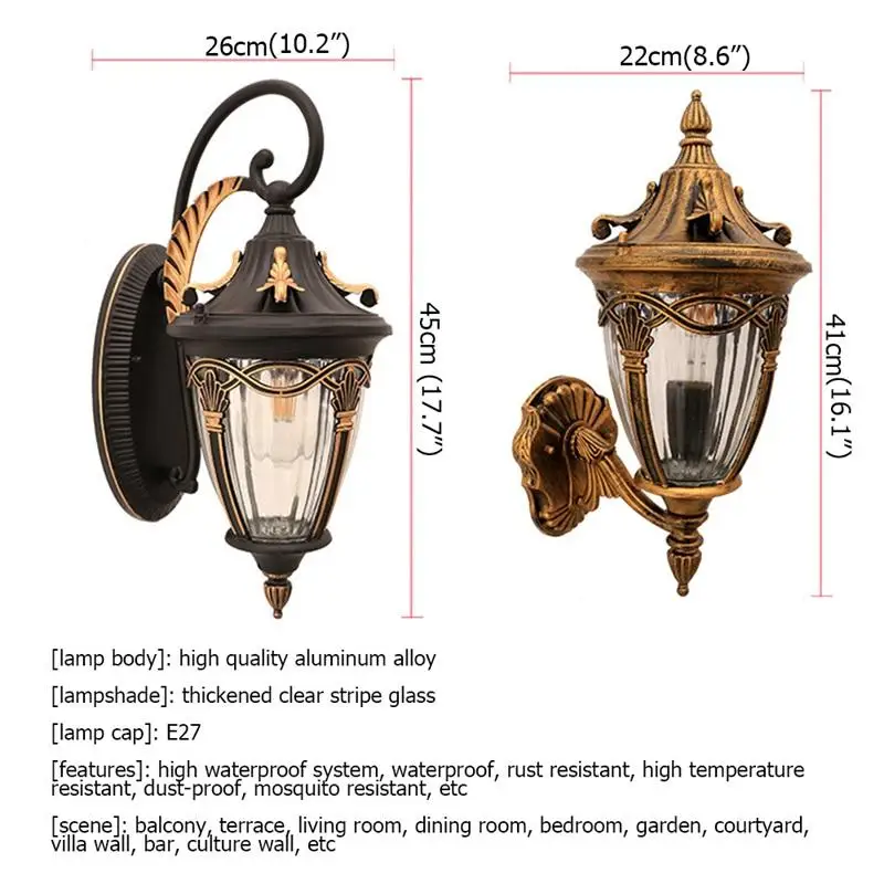 

Vintage Wall Lamps Waterproof IP65 Vintage Light Emitting Diode Outdoor Black Wall Lamps Balcony Terrace Corridor