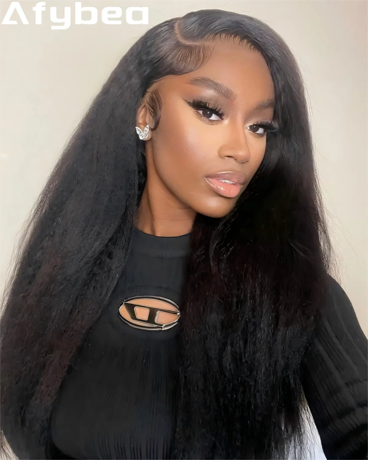 

Kinky Straight Half Wig Human Hair Drawstring 3 In 1 Beginner Friendly No Lace Flip Over Half Wig Headband 250% Density Glueless
