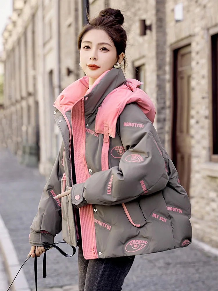 

Новая женская зимняя утепленная стеганая куртка с капюшоном из хлопка, цветная, короткая, маленького размера