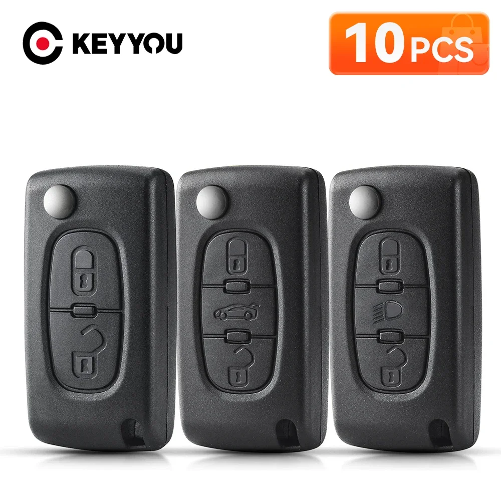 

KEYYOU 10 шт. дистанционный ключ для Peugeot 207 307 308 407 607 807 для Citroen C2 C3 C4 C5 C6 откидной складной чехол для автомобильного ключа 2/3/4BNT