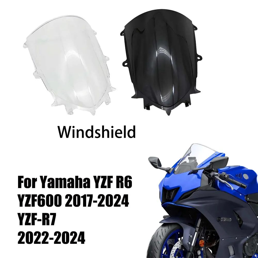 For Yamaha YZF R6 YZF600 2017-2024 YZF-R7 2022-2024 Motorcycle  Front Windshield Windscreen Windproof Air Deflector Protector