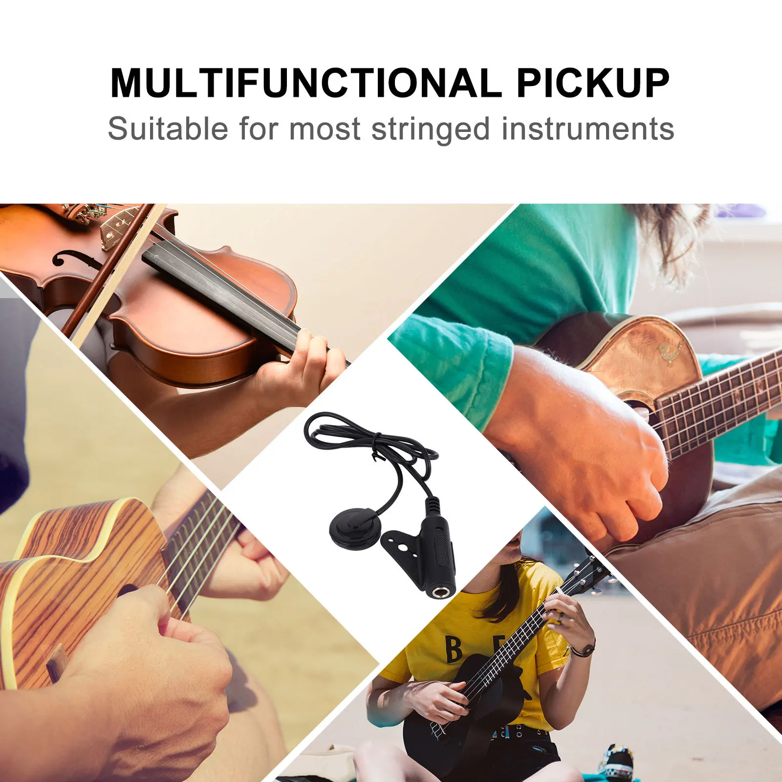 

Guitar Pickup Black Piezo Transducer For Ukulele Violin Mandolin Banjo String Instruments Hole-Free Installation Instrument