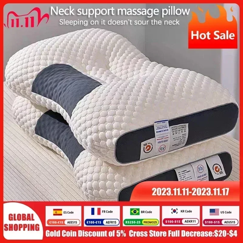 Oreiller cervical Orth4WD en fibre de soja, oreiller de massage SPA, aide à dormir et à protéger le cou, ménage