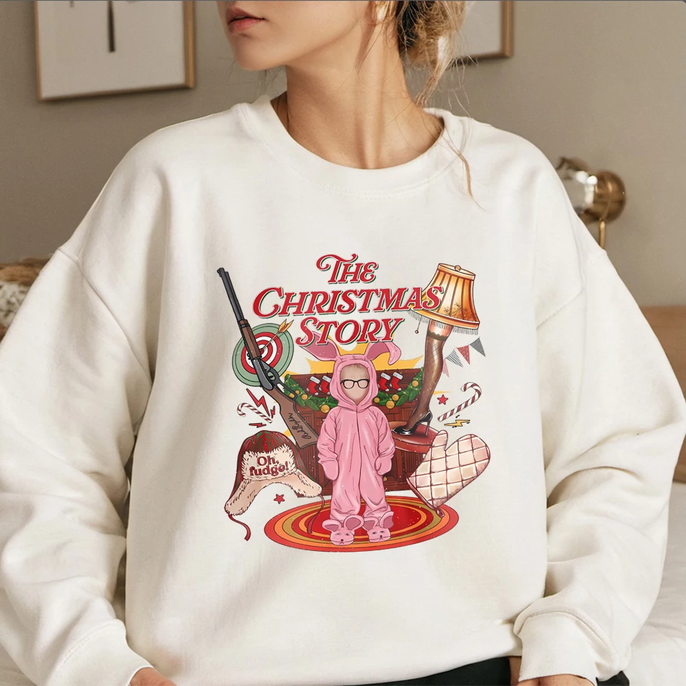 Lustiges Weihnachtsfilm-Sweatshirt, Beinlampe, Weihnachtspullover, The Christmas Story, Pullover, Winterkleidung, Damen-Weihnachts-Sweatshirts