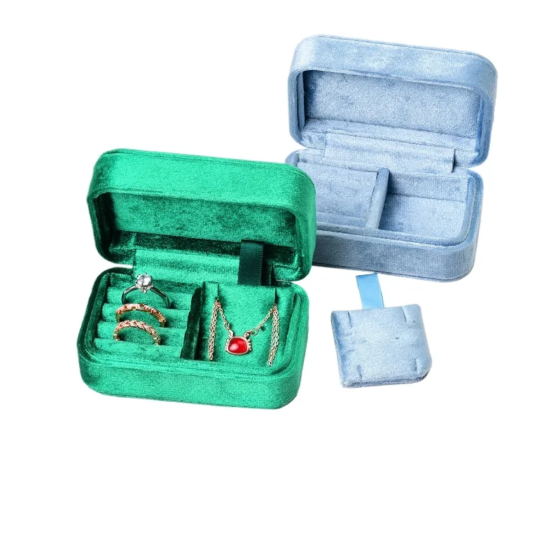 Round Corner Velvet Jewelry Box Wholesale  Small Ring Earring Necklace Bracelet Gift Storage Box Ready to Ship