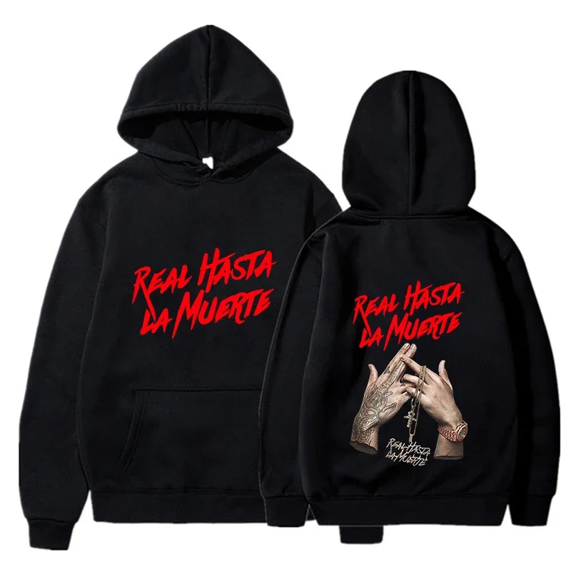 Spring Autumn Hot Sell Men's Hoodies Anuel AA Real Hasta La Muerte Print Sweatshirts Rapper Loose Pullover Casual Hooded Tops