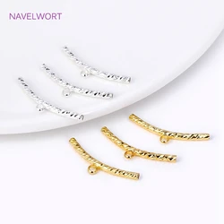 2mm*25mm 18K Gold Plated Corrugated Curved Long Tube Beads Connectors Bails For DIY Jewelry Making Bracelet Necklace Accessories