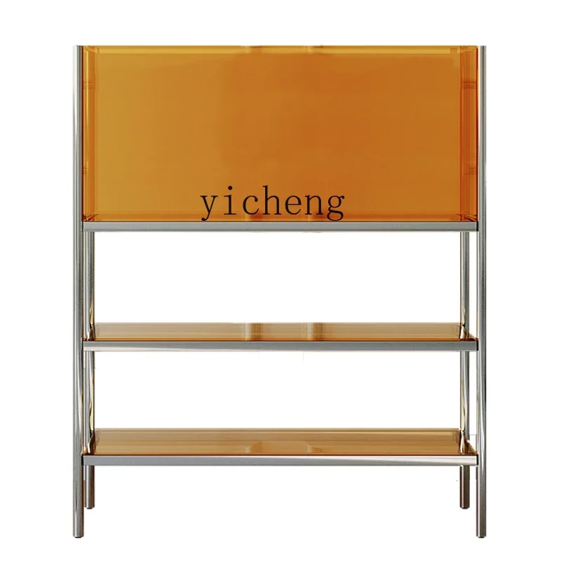 

Acrylic Storage Rack Sofa Side Cabinet Stainless Steel Floor Display Rack Living Room Transparent Storage Rack