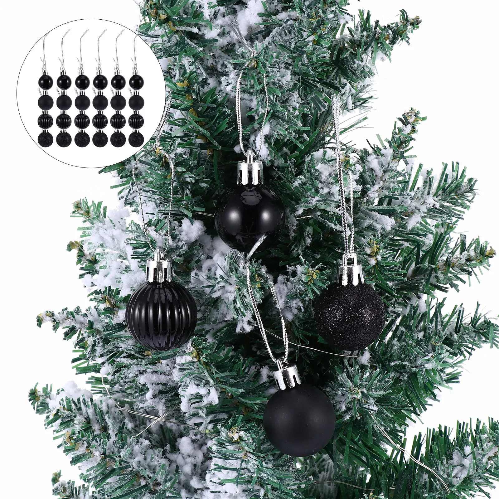 

48 Pcs Christmas Tree Decoration Ball Decorations Ornament Miniature Ornaments Balls Black Plastic Round