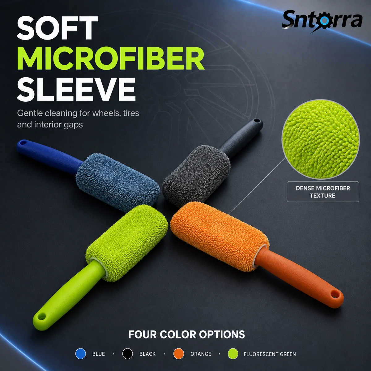 Long Handle Ultrafine Fiber Tire Brush Car Cleaning Duster Tire Brush for Automotive Care