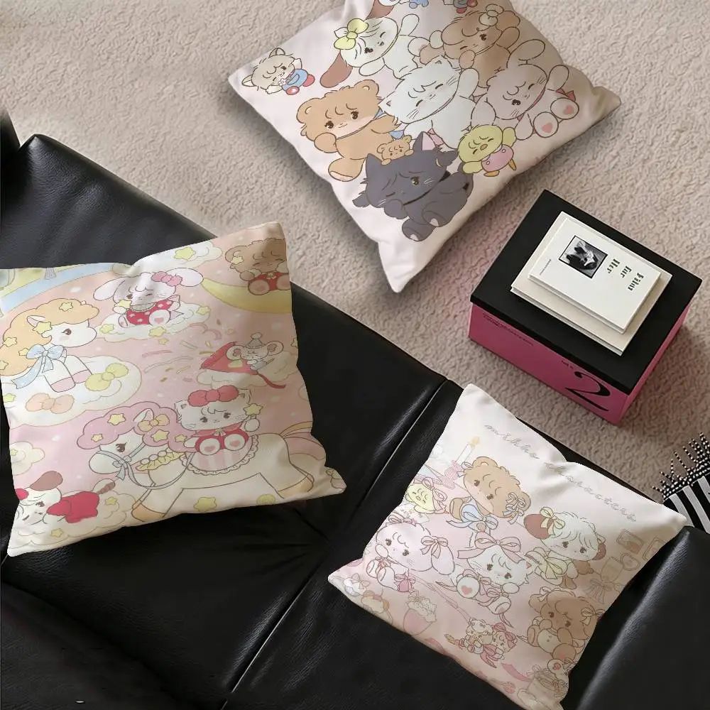 Cute M-Mikko I-Illustrations Pillow Anime Pillow Sofa Bed Head Pillow Cover Cushion Cover 45x45 Cm Fashion