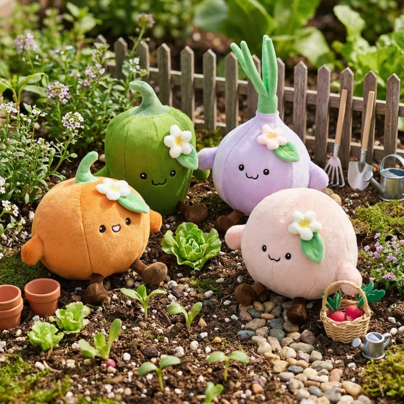 かわいいフルーツをテーマにしたぬいぐるみ、かわいい野菜のぬいぐるみ、家の装飾用枕、桃、玉ねぎ、ピーマン、カボチャの漫画デザイン