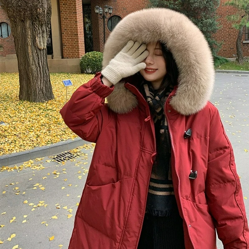 

Down Cotton-padded Jacket for Women Knee-length 2025 New Korean Style Fashionable Parkas Thickened Winter Coats Women's Clothing