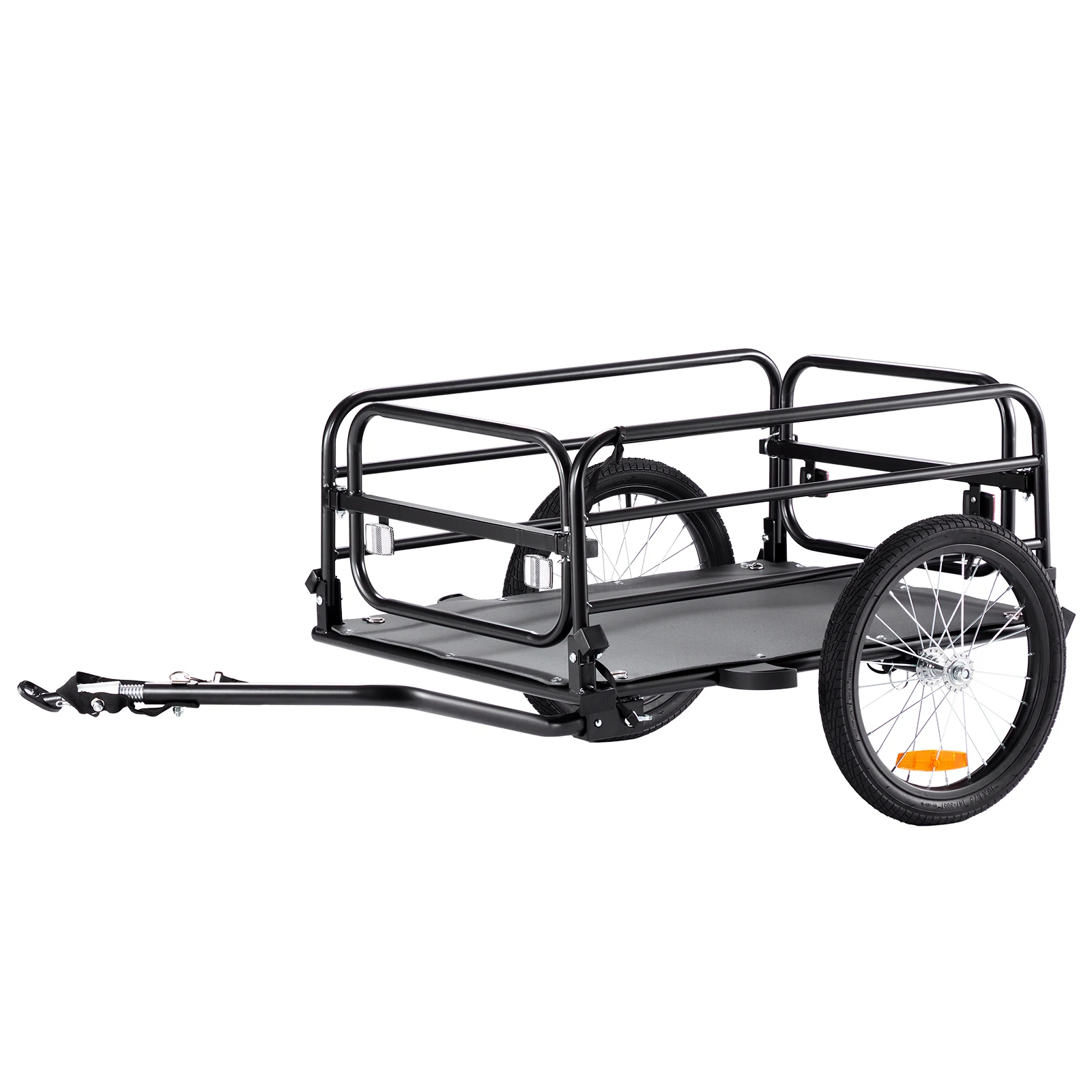 

SucceBuy 160 lbs Bike Cargo Trailer Foldable Storage Bicycle Wagon Cart with 16" Wheels Safe Reflectors Fits 22"-28" Bike Wheels