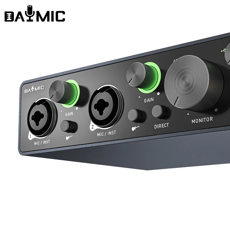 Audio interface recording studio usb external sound card recording guitar 2 channel interface audio recording professional