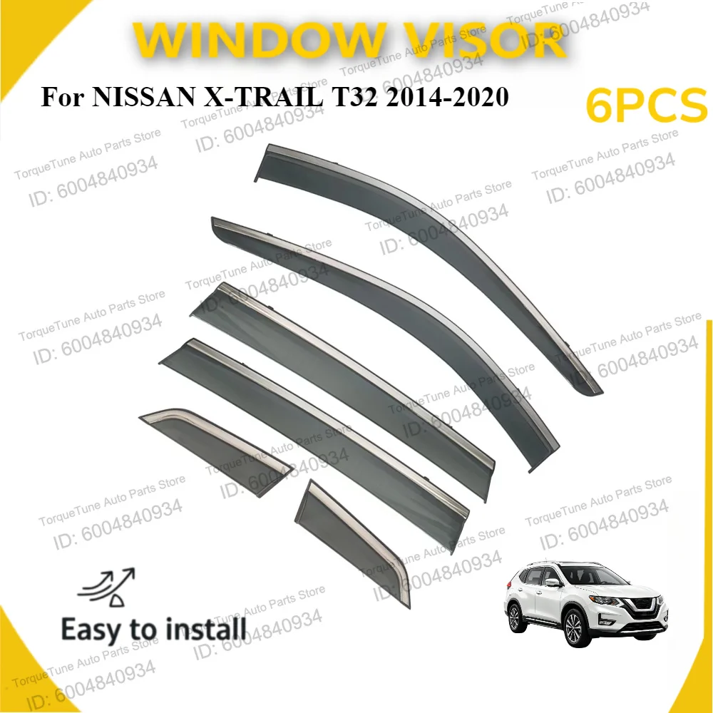 Premium PC Window Visor & Wind Deflector, Perfect Fit for NISSAN X-TRAIL T32 2014-2020, Car Side Rain & Sun Guard