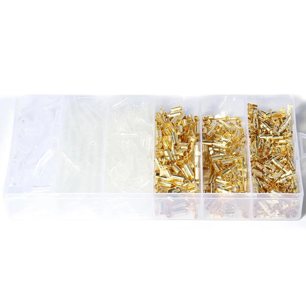 380Pcs 4.0mm Brass Bullet Connector Kit, Male Female Spade Terminal with Insulation Sleeve Wire Crimp Terminals Set