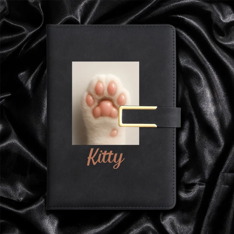 Faux Leather Notebook with Custom Name - A5 Size Textured Cover Diary for Work, Travel, Meetings, Halloween, Christmas