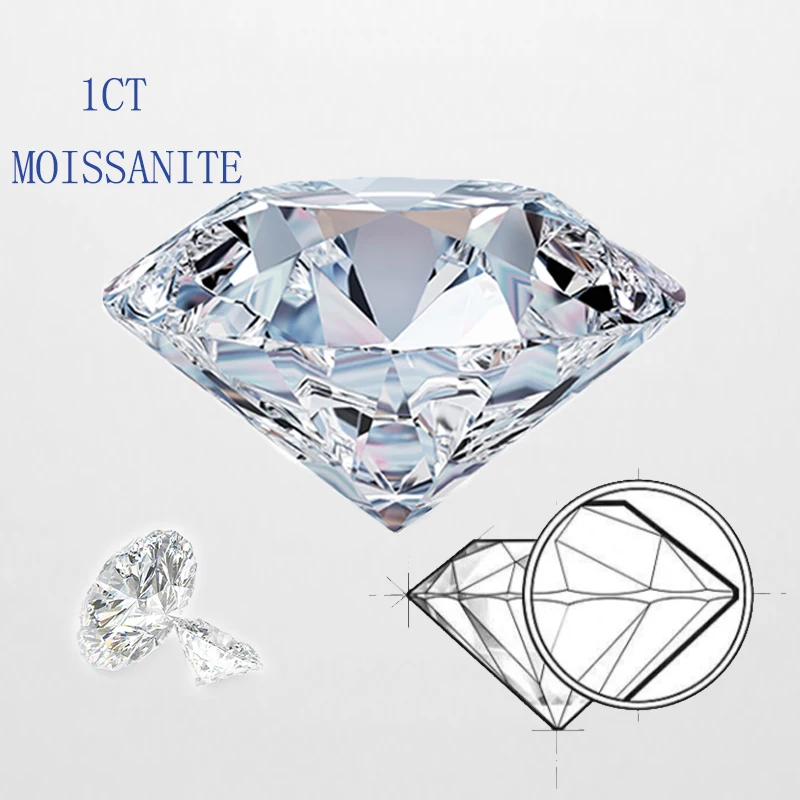 Moissanite Jewelry 0.1CT-1CT D Color Round Cut Loose Lab Grown White Diamond Jewellery With GRA Certification