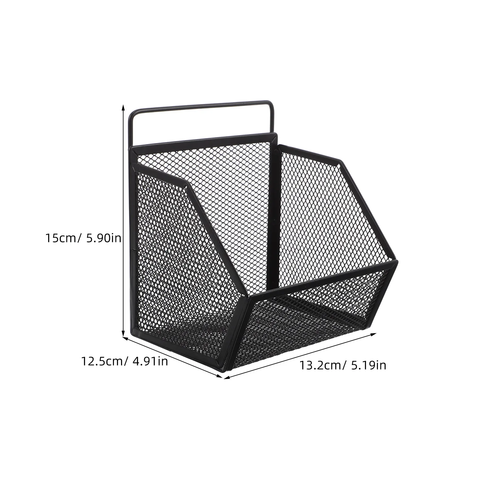 Mesh Wall-Mounted File Holder Hanging Metal Wire Organizer Office Wall File Pockets Slanted Access Desktop Document Organizer