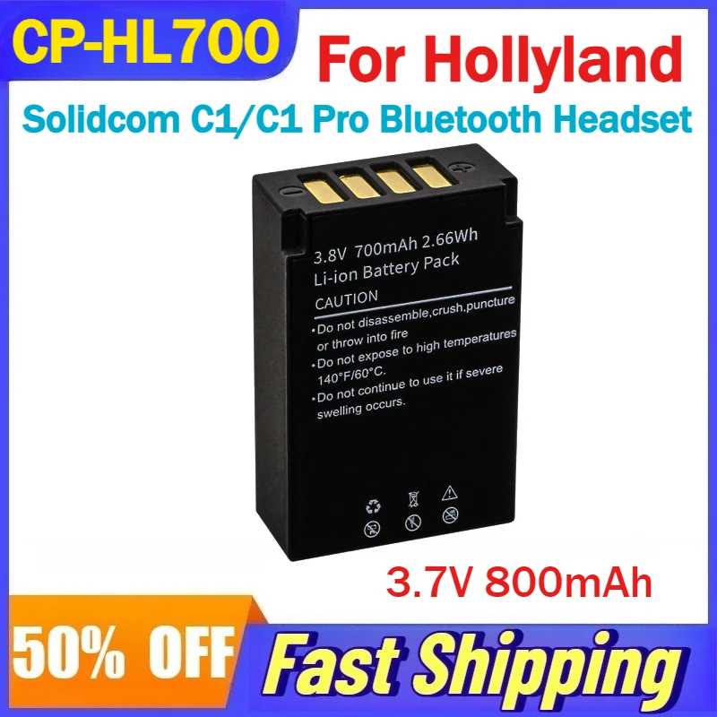 

3.7V 800mAh CP-HL700 Li-ion Battery For Hollyland Solidcom C1/C1 Pro Bluetooth Headset Batteries HL-BAT700 Accessories