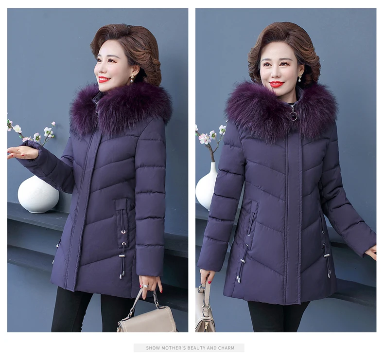 معطف قطني فضفاض ومزاجي جديد لعام 2025 للنساء في منتصف العمر ملابس نسائية شتوية سترة سميكة