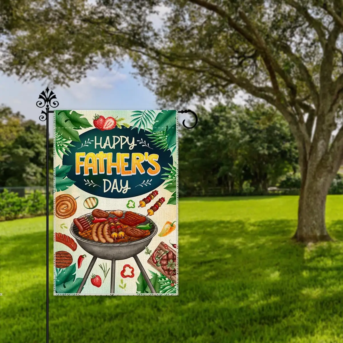 Hafhue Happy Father's Day Garden Flag, 12 x 18 Inch Double Sided Farmhouse Holiday Yard Garden Lawn Decoration Flag, Bar EYY SSL