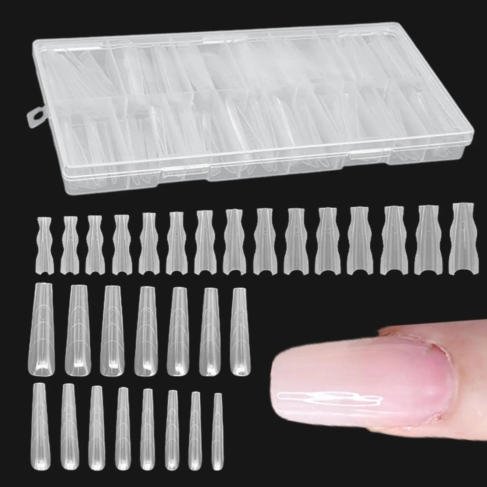 

Формы для ногтей, 180 шт., прозрачная конструкция сэндвича, косметические принадлежности, гроб, типсы для ногтей для семьи, друзей, педикюра, красоты, макияжа, салона