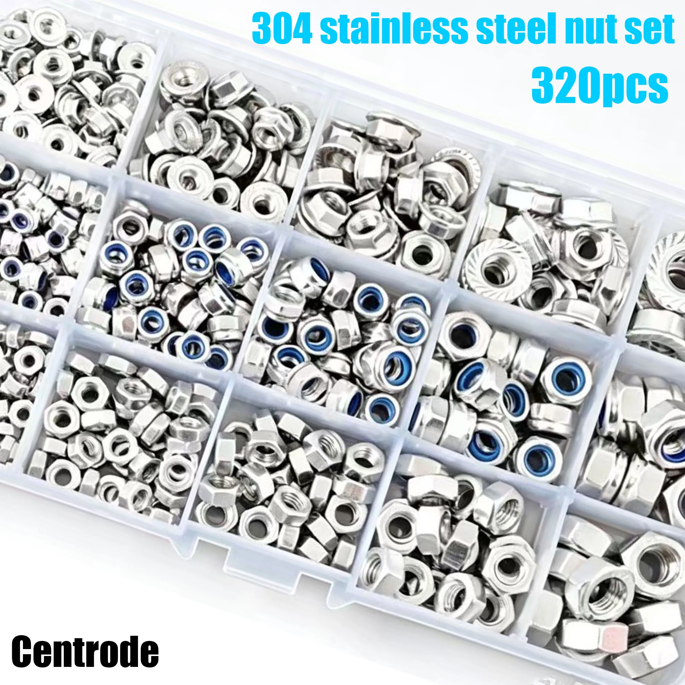 Stainless Steel Hex Lock Nuts, Anti-Slip Self-Locking M3-M4-M6-M8 Assortment for Industrial/Construction/Automotive