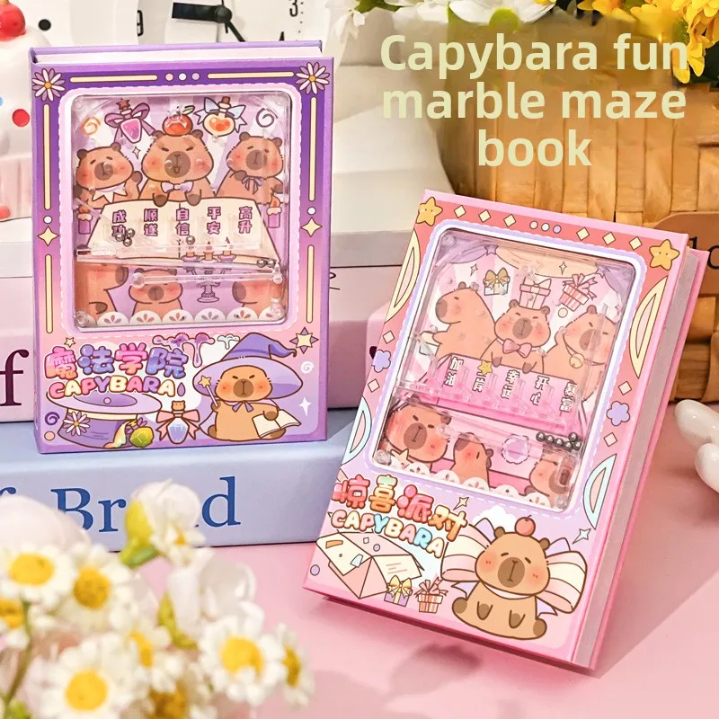 Capybara Theme Fun Marble Notebook Student Stress Relief Marble Game Portable Notepad Reward Supply Birthday Gift for All Ages