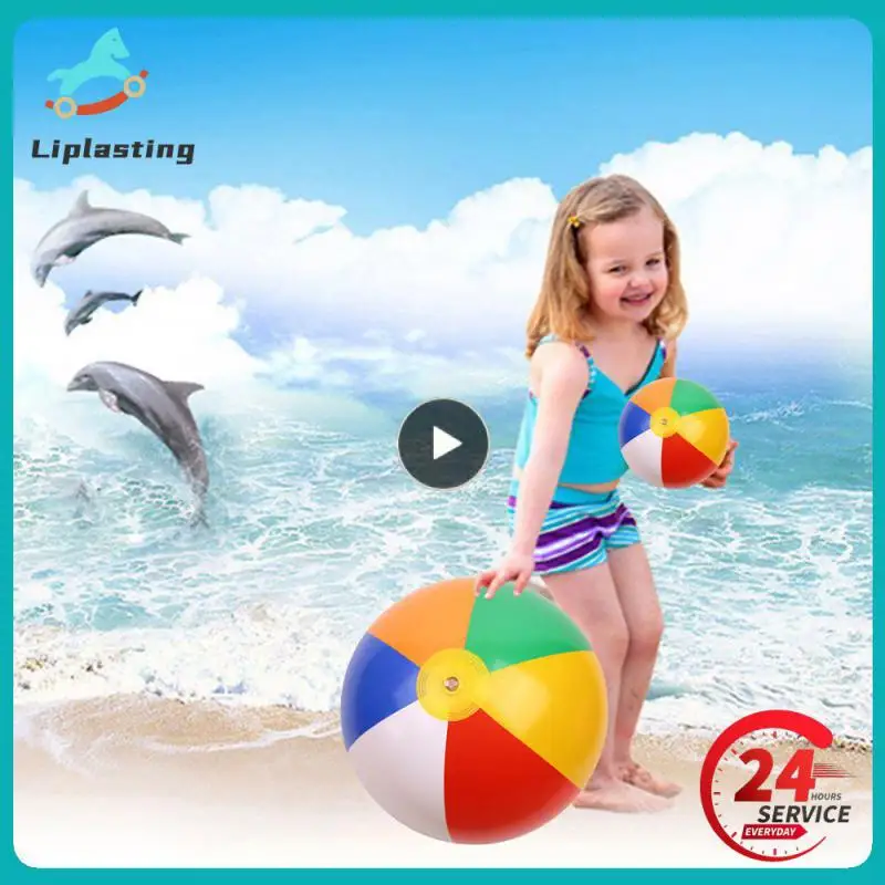 Pelota de playa inflable de colores para niños, juguete de natación a prueba de fugas, boquilla de aire