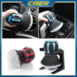 2pcs Car Detailing Brushes Automobile Interior Soft Bristles Brush Air Vent Dust Cleaner Dusting Cleaning Tool with Storage Rack