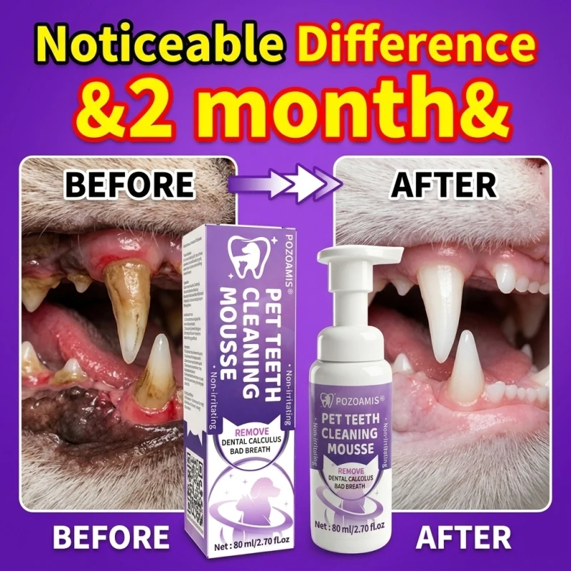 Pet Foam Mousse Toothpaste Edible Safe Swallow‑Friendly Formula for Cats & Dogs Daily Oral Care, Help Reduce Oral Unpleasant Odor, Clean Teeth Surface, Soft Foam Texture for Easy Use at Home for Pet Daily Mouth Grooming Maintenance