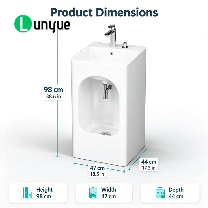 Modern Ceramic Column Water Basin Integrated Hand and Foot Washing Waterproof Eco Friendly Independent Sink for Balcony