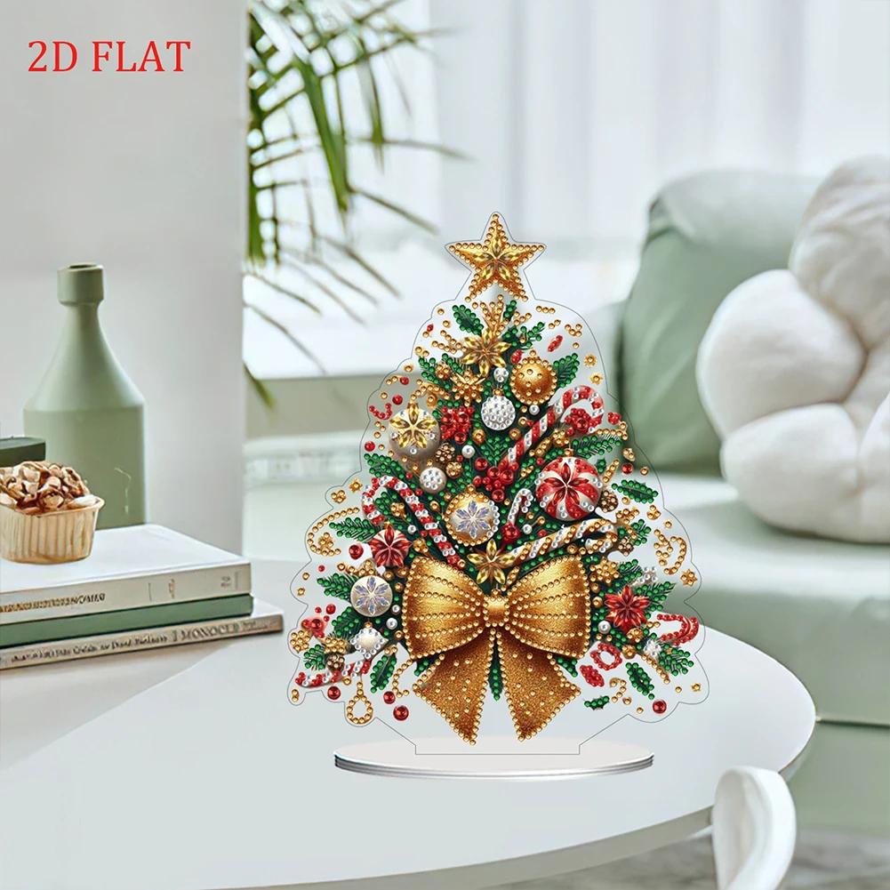 

2D Flat Christmas Tree Print DIY Diamond Painting Tabletop Ornaments Decorations