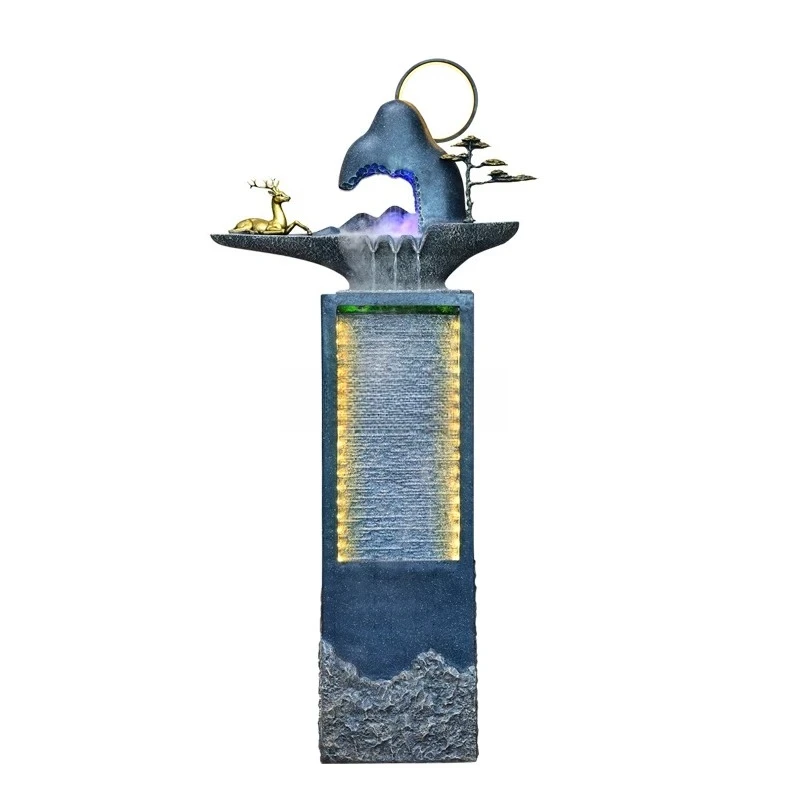 WSStyle Mountain Water Landscape Modern Recirculating Atomizer Entrance Club Fountain Rockery Floor Ornament