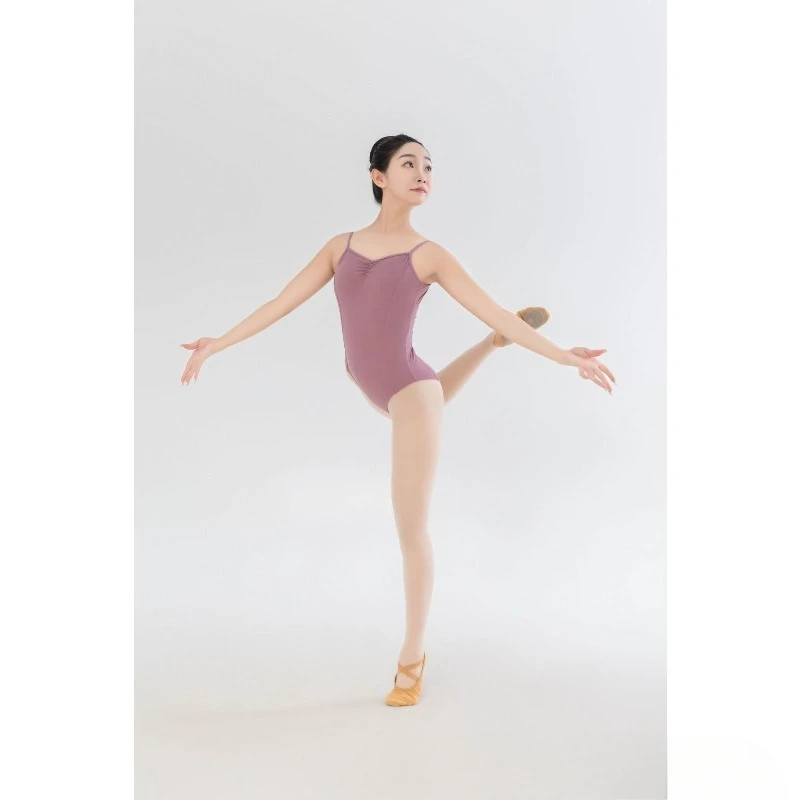 大人用バレエ練習着 レディース サスペンダーボディスーツ ハイヒップ バックレス体操服