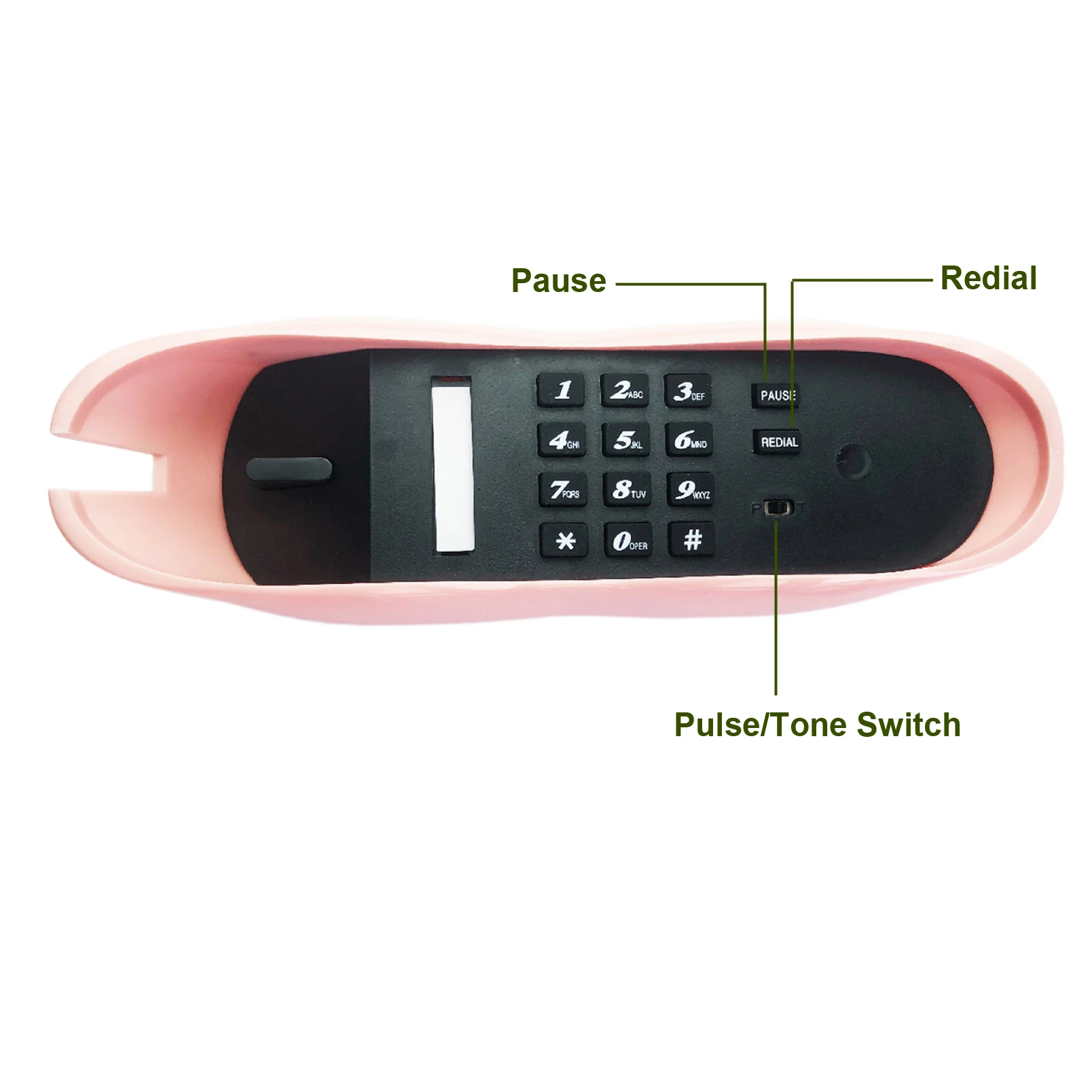 Landline Phones for Home, Pink Lip Telephone, Corded Phone for Decor, Retro House Phone, Analog Novelty Mouth Phone